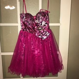 Short leopard print sequin prom dress